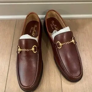 BRAND NEW! Italian Leather Brown Men’s Loafers, Slip On, Gold Buckle, Size 8 Cole Haan Mens Leather Loafers Dress Shoes Gold Buckle  main image 4